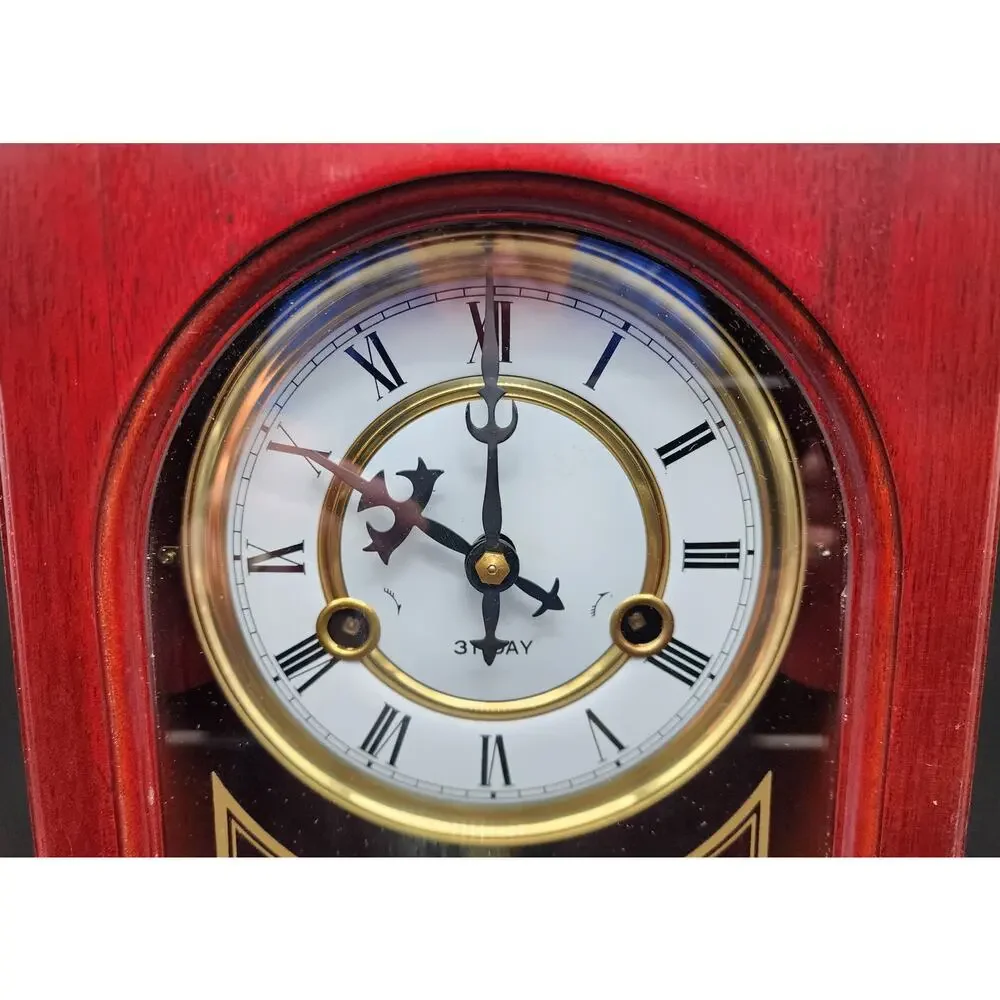 Vintage 31‑Day Regulator Clock Wood Case Glass Door w/ Key – For Decor/Parts